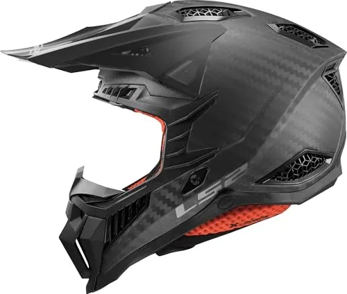 LS2 MX703 X-FORCE PRO FIM Matt Carbon Helm, M - Motorradhelm mit PRO FIM-Kohlefaserschale, extrem leicht (1300 g) und stark, ideal für Cross-Fahrer. Verstellbares Visier und hypoallergenes Innenfutter für besten Komfort.