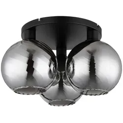 Elegante Deckenleuchte in Schwarz Matt mit Rauchglas - Moderne Deckenleuchte mit 3 E27-Fassungen, ideal für Wohn- und Schlafzimmer. Hochwertige Materialien und elegantes Design schaffen eine gemütliche Atmosphäre.