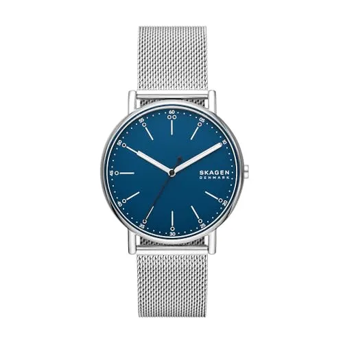 Skagen SKW6904 Signatur Herrenuhr - Armbanduhr für Herren, wasserdicht bis 50 m, mit elegantem blauen Zifferblatt und robustem Edelstahlarmband für klassischen Stil.