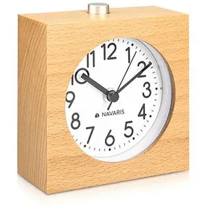 Navaris Analog Holz Wecker mit Snooze in braun von Navaris