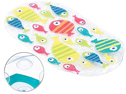 BadeStern Badewannenmatte Kinder: rutschfeste Badewannen-Matte mit Fisch-Motiv, 69 x 38 cm (Duschmatte, Antirutschmatte Badewanne, Dusche)