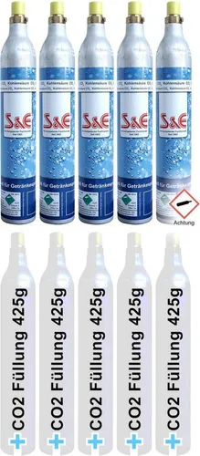 CO2 Reserve-Zylinder für 425g | 60l Sprudel-Wasser - Wassersprudler-Zubehör mit 425g Premiumkohlensäure für bis zu 60 Liter Sprudelwasser. Kompatibel mit zahlreichen Geräten und abfüllt in Deutschland.