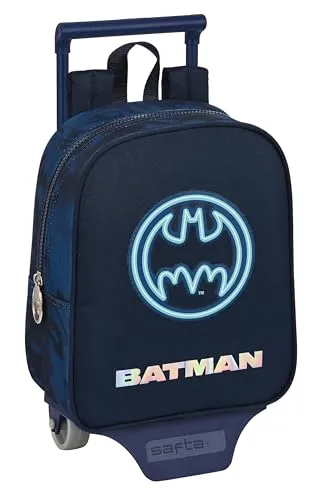 Batman Legendary Schulrucksack mit Rädern - Marineblau, kompakt und praktisch mit abnehmbarem Wagen und Personalausweisfach