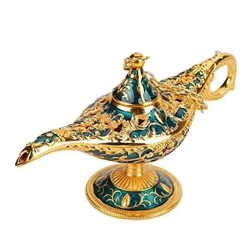 Aladdin Dekoration Metall Geschnitzt Hohl Legende Lampe - Magische Genie Licht (Phnom Penh Blau)