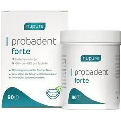 Nupure Probadent Forte 3 Bakterienkulturen 5 Mrd KBE - Arzneimittel zur Unterstützung der Mundflora mit 5 Mrd KBE aus 3 Bakterienstämmen, Biotin und Vitamin D3 für gesunde Zähne und Schleimhäute, erfrischend im Geschmack und zuckerfrei.