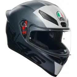 AGV K1 S Limit 46 Integralhelm - Matt Grau/Weiß/Schwarz - XS - Motorradhelm mit aerodynamischer Form und windkanalgeprüftem Spoiler für maximale Stabilität bei hohen Geschwindigkeiten. Kratzfestes Visier für hervorragende Sicht und Sicherheit.