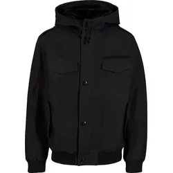 Brandit BW Jacob Textiljacke - Schwarz - XXL - Gefütterte Kurzjacke mit Kapuze und warmer Teddyfellfütterung. Robuster Baumwolloberstoff, praktische Taschen und winddichter Reißverschluss. Ideal für kühle Tage.