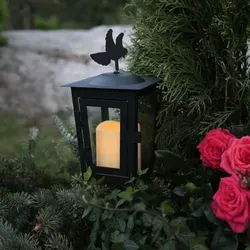 Star Trading Laterne Serene Metall Kunststoff mit LED-Kerze 12,5x12,5x40cm schwarz, Schwarz, 1 Glühbirne(n), LED, 0,04 W, Gelb, 5000 h - Schwarz