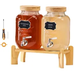 VEVOR Getränkespender 2x3,8L - Großküchentechnik für Partys und Bars, mit tropffreiem Zapfhahn für eine einfache und saubere Getränkeversorgung. BPA-frei und aus robustem Glas für ein perfektes Erlebnis.