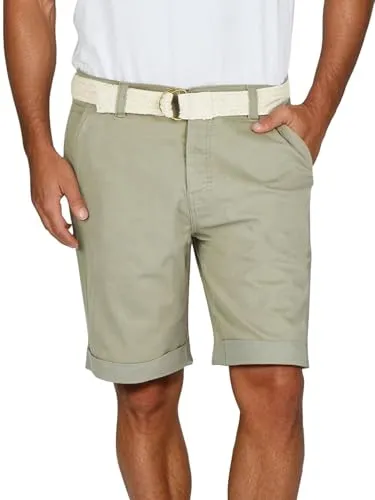 DENIMFY Chino Shorts Herren mit Gürtel - Regular Fit DFLio - Herren-Shorts aus Baumwollmischgewebe mit praktischem Gürtel, ideal für Freizeit und Sommeraktivitäten. Stabile Nähte und modischer Beinumschlag bieten Komfort und Stil.