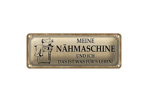 Roomando Metallschild Blechschild Spruch 27x10cm meine Nähmaschine und ich Dekoration