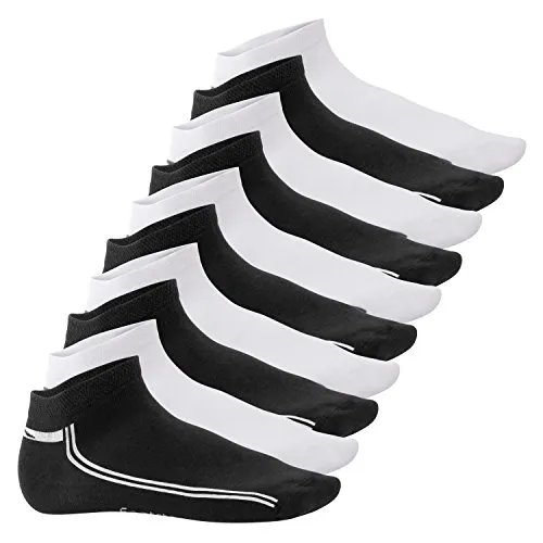 Footstar Damen & Herren Motiv Sneaker Socken (10 Paar) - Schwarz-Weiß-Mix 39-42