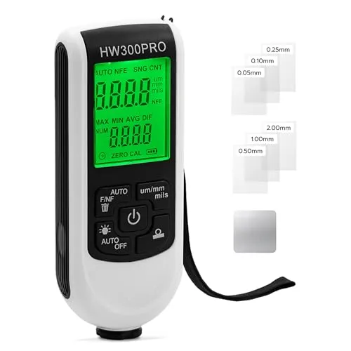 Tolesum Digitales Schichtdickenmessgerät - Dickenmesser für präzise Lackmessungen bis 2000 µm, ideal für Gebrauchtwagenkäufer und professionelle Prüfungen, kompakt und tragbar mit LCD-Anzeige.