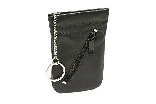 LEAS Schnappschlüsseltasche Schlüsselglocke Echt-Leder schwarz Special Edition - Elegante Schlüsselmäppchen aus weichem Rindleder, handgefertigt in Deutschland. Praktisches Design mit Schnappverschluss für alle Schlüssel und zusätzliches Fach für Karten und Münzen.