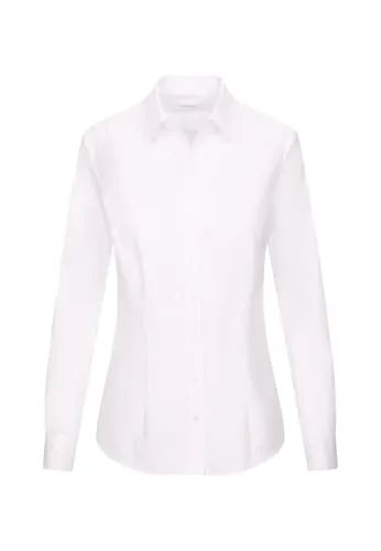 Seidensticker Damen Slim Longsleeve Bluse in Weiß, 32 EU - Elegante Damenbluse aus 100% Baumwolle, bügelleicht und ideal für Büro, Freizeit oder festliche Anlässe. Die Slim Fit Form umschmeichelt die feminine Silhouette.