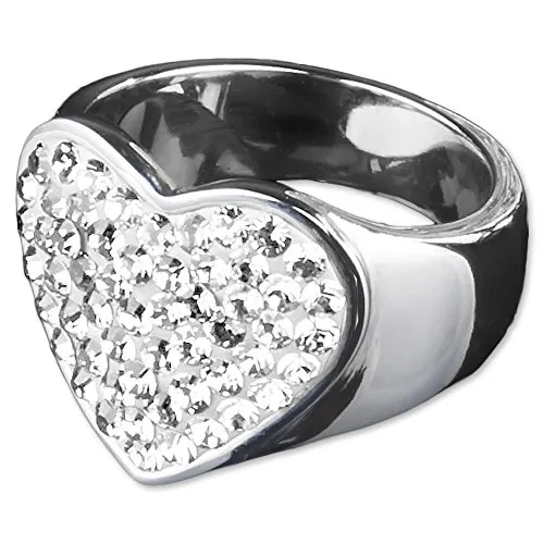 viva-adorno Edelstahl Ring Damenring Multi Kristall Herz RS30, weiß Gr. 57 - Eleganter Damenring aus Edelstahl im Herz-Design, funkelnd besetzt mit Zirkonia Steinen. Ideal für besondere Anlässe oder als Geschenk. Erhältlich in Größen von 50 bis 57.