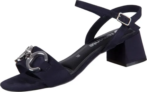 Remonte Damen D1L50 Sandale mit Absatz, Navy - Bequeme Wandersandale - Wanderschuhe mit verstellbarer Schnalle für optimalen Halt, weicher atmungsaktiver Microvelour-Decksohle und funktionaler Gummi-Laufsohle für besten Komfort.