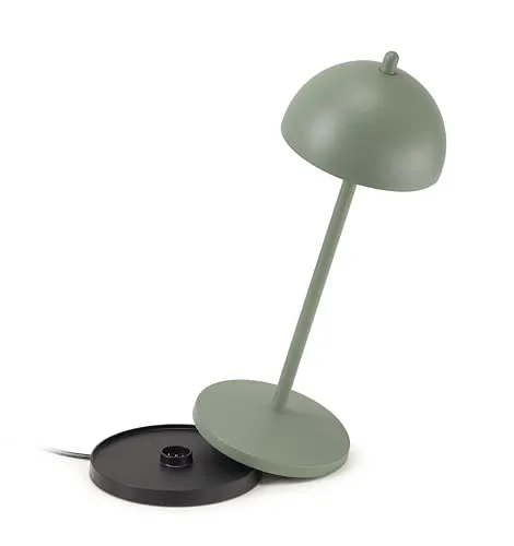 LA VILLE LUMIÈRE EvaG Tischleuchte, wiederaufladbar, kabellos, dimmbar, Touchscreen, für Innen/Außenbereich, IP65, Temperatur von 2200 bis 3000 K, langlebig, Aluminium, Salbei