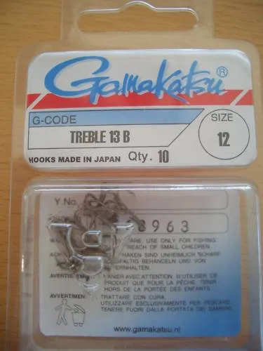 Gamakatsu Treble 13B, Gr. 12, 10 Stück, neu, ovp