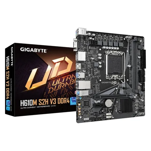Gigabyte H610M S2H V3 DDR4 - Leistungsstarkes mATX Mainboard - Mainboard für LGA 1700 mit Intel H610 Express, ideal für Gaming und Produktivität, bietet hervorragende Stabilität und Leistung.
