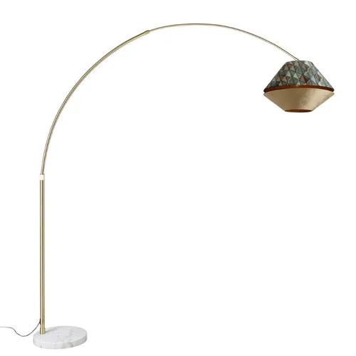 Qazqa Stehlampe XXL, Klassisch Antik in Grün, E27 - Elegante Stehlampe für den Innenbereich, flexibel in der Höhe verstellbar bis 269 cm. Stilvolles Design aus Velours, perfekt für jedes Ambiente. Ohne Leuchtmittel, Fassung E27.