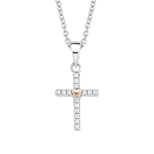 s.Oliver Mädchen Halskette 2018528 Kreuz Silber Zirkonia - Elegante Kette aus 925/- Sterlingsilber mit funkelndem Kreuzanhänger und Zirkonia, anlaufgeschützt und variabel tragbar – ideal für besondere Anlässe oder als Geschenk.