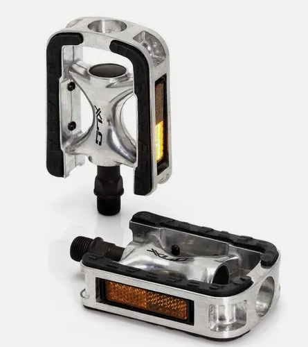 XLC Fahrradpedale PD-C01 Alu City-/Comfort-Pedal Gummiauflage silber/schwarz