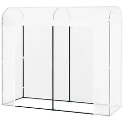 WOLTU Tunnel-Garten-Gewächshaus, Pflanzenschutz im Freien, PE-Netz und verzinkte Stahlrohre, aufrollbare Tür mit Reißverschlüssen und 2 Seitenfenstern, 170x68x200 cm, Weiß