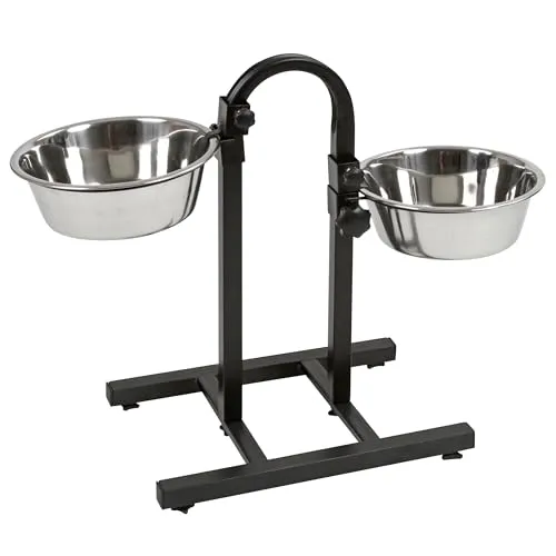 Kerbl Futterbar Deluxe - Höhenverstellbare Hundebar mit Edelstahl Näpfen - Erhöhte Hundebars für Hunde, ideal für verschiedene Größen. Spülmaschinenfeste Edelstahlnäpfe und stabiler Stand sorgen für hygienisches Fressen ohne Geräusche.
