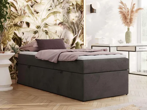MKS MEBLE Boxspringbett 90x200 ZERO - Minimalistisches Polsterbett mit Bettkasten und 7-Zonen-Taschenfederkern - Kompaktes Boxspringbett 90x200 cm mit praktischem Bettkasten für zusätzlichen Stauraum. Hochwertige 7-Zonen-Taschenfederkernmatratze für optimalen Liegekomfort und individuelles Schlafgefühl.