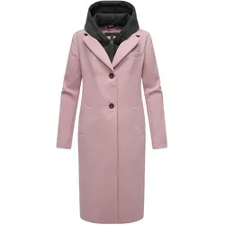 Navahoo Damen Mantel in Woll-Optik – Langer Oversized Trenchcoat mit abnehmbarem Kapuzen-Einsatz - Funktionsjacken: Vielseitiger Übergangsmantel mit modernem Schnitt, abnehmbarem Sweatstoffeinsatz und elegantem Reverskragen – ideal für lässige und urbane Looks.