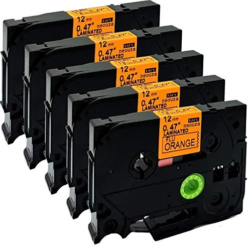 NEOUZA 5PK Compatible For Brother P-Touch Laminated Tze Tz Label Tape Cartridge 12mmx8m (TZe-B31 Black on Orange Fluorescent) by NEOUZA