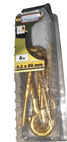 Deckenhaken Schraubhaken gebogen 5,2x80 mm vermessingt Haken Wandhaken rustikal