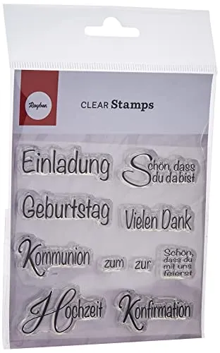 Rayher 59835000 Clear Stamp Anlass 1, 96,5x91x3,2mm, Weiß