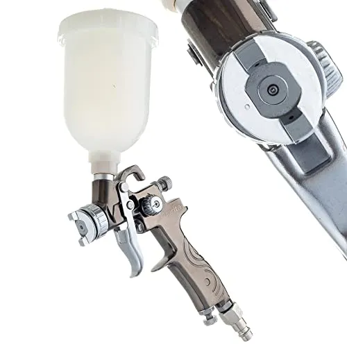 Auarita HVLP Mini Spritzpistole MP-350 - Effiziente Lackierung mit 250 ml Fassungsvermögen - Lackierpistole mit 0,8 mm Düse und drei Einstellmodi, ideal für schwere Materialien und Materialeinsparung durch HVLP-Technologie.