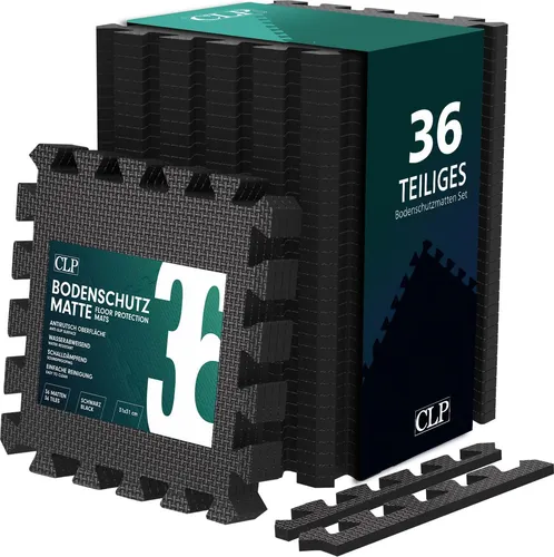 CLP Bodenschutzmatte 30x30 cm - Schwarz - Sportmatten für optimale Bodenschutz und Lärmminderung, ideal für Fitnessstudios und Haushalte. Rutschfeste Oberfläche und modular erweiterbar für individuelle Anpassung.