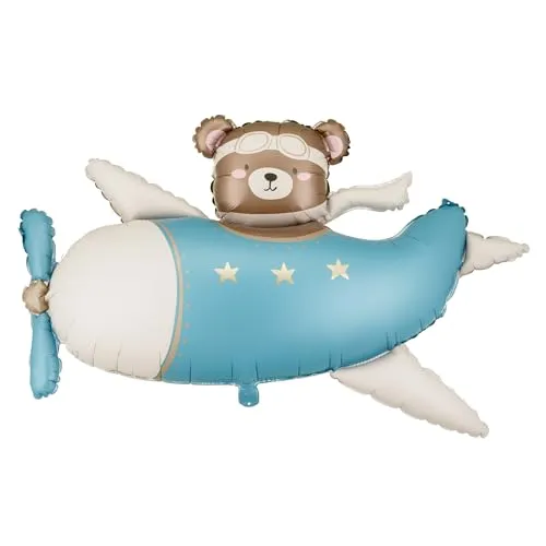 Bär Baby Shower Boy Ballon PartyDeco 37 x 24 Zoll in blau von PartyDeco