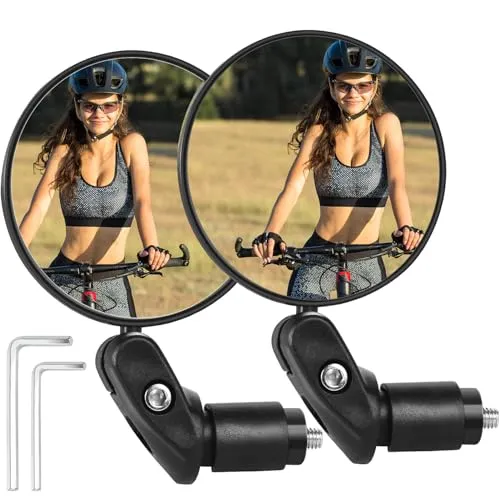 YUNYU Fahrradspiegel (2er-Pack) – 7 cm Durchmesser, 14 cm Länge mit 360° Drehung, stabile & universelle Lenkerhalterung für erhöhte Sicherheit an Citybikes, Mountainbikes, E-Bikes