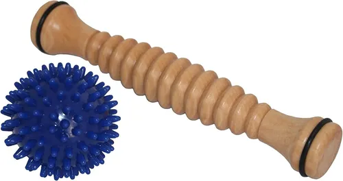 Fußmassagerolle mit Igelball - Fußreflexzonen Massage aus Holz - Fußmassagegeräte für optimale Entspannung. Fördert die Durchblutung und ist ideal nach dem Sport. Perfekt für Büro, Zuhause oder unterwegs!