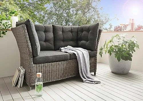 Destiny Palma 2er Bank - Vintage grau mit anthrazit Polster - Gartenmöbel, stilvolle 2er Bank mit bequemem Polster für entspannte Stunden im Freien