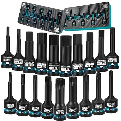 LIBRATON Schlag Hex Torx Bit Steckschlüssel Set, 1/2