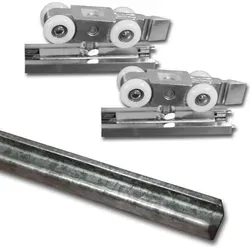 Robustes Beschlagset für Schiebetür (100 kg) mit 2,5m Laufschiene - Sonstige Elektroinstallationsartikel mit hochwertigen kugelgelagerten Rollen für leichten, geräuscharmen Betrieb und flexible Deckenmontage.