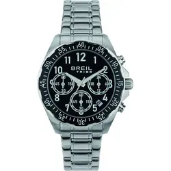 Breil Herrenuhr EW0718 Schwarz versilbert (Ø 37 mm) - Elegante Armbanduhr für Herren mit Quarzwerk, 5 atm wasserdicht und stilvollem Edelstahl-Gehäuse. Inklusive Markenetui für perfekten Schutz.