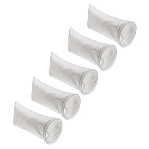 vhbw 5X Universal Filtersocke für Aquarien, Pools, Skimmer - Filterbeutel, Polyethylen, 18 x 45 cm, 100 Mikrometer, Weiß