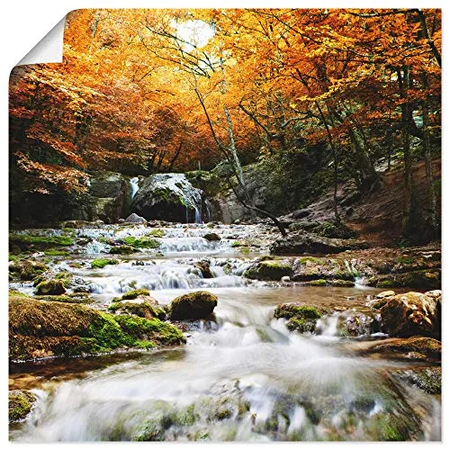 ARTLAND Wanddeko Poster & Kunstdrucke Wandposter Herbst Landschaft Natur Wald Wasserfall Fluss T5TE