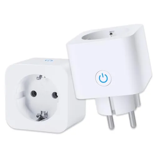 ANTELA WLAN Smart Steckdose 16A Stromverbrauch Messen, kompatibel mit Alexa und Google Home, APP Fernsteuerung, 2,4GHz, 3680W, 2 Stück