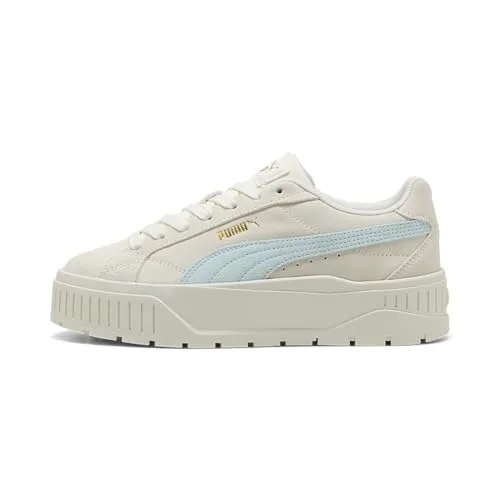 PUMA KARMEN II Damen Sneaker in Warm Weiß und Fresh Water - Stylische Damen Sneaker mit markanter Plateausohle und robuster Laufsohle. Perfekt für Abenteuer und jeden Schritt. Hochwertiges Leder sorgt für Komfort und Langlebigkeit.
