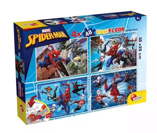 Puzzle podłogowe dwustronne Maxi 4x48 Spiderman Lisciani 8008324100385