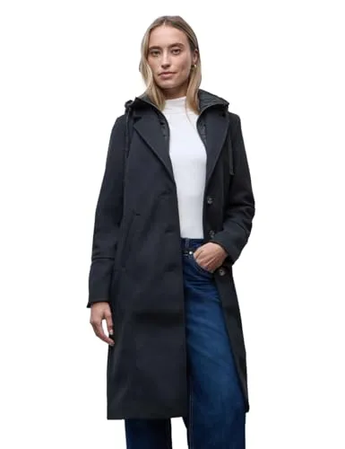 Street One Damen Reversmantel 2005468 Obsidian Blue, Größe 46 - Eleganter Reversmantel mit gefüttertem Inlay und Kapuze, perfekt für kalte Tage. Ideal für stilbewusste Frauen, die Komfort und Wärme suchen.