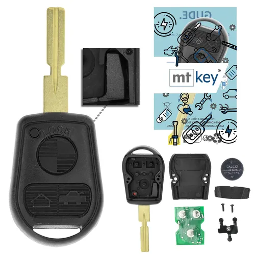Funk Schlüssel HU92R 434MHZ für BMW 8er E31 3er E36 Z3 7er E38 5er E39 - Ersatz-Funkschlüssel mit 3 Tasten, programmierbar und energieeffizient. Ideal für BMW-Modelle bis 2000, inklusive Batterien für sofortigen Einsatz.